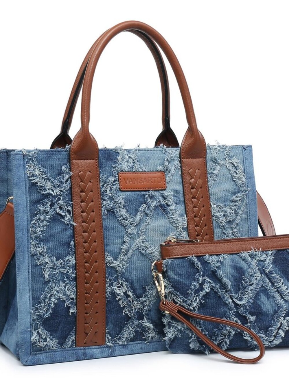 Denim Tote Bag for Women Top Handle Satchel Purse Shoulder Handbag